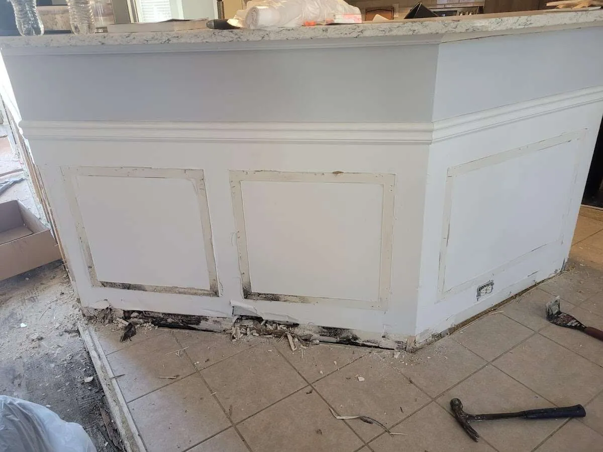 Water damage and mold on kitchen during Storm Damage Restoration in Hamilton